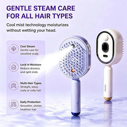 Veloura™ Cordless Steam Hair Straightener Brush with Water Spray | USB-C Rechargeable