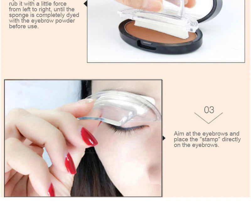 Waterproof Eyebrow Stamp Kit | Perfect Natural Brows in Seconds | Smudge-Proof Brow Powder & Stencil Set