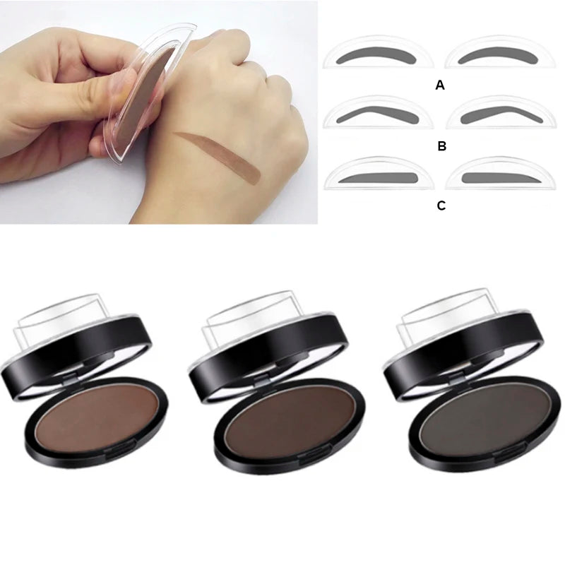 Waterproof Eyebrow Stamp Kit | Perfect Natural Brows in Seconds | Smudge-Proof Brow Powder & Stencil Set