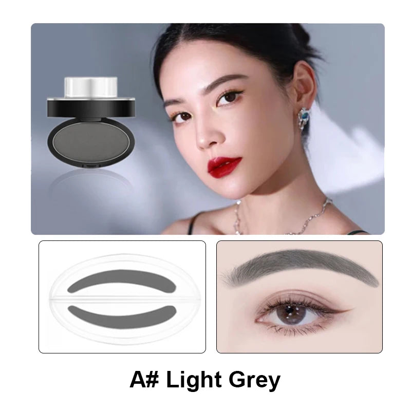 Waterproof Eyebrow Stamp Kit | Perfect Natural Brows in Seconds | Smudge-Proof Brow Powder & Stencil Set