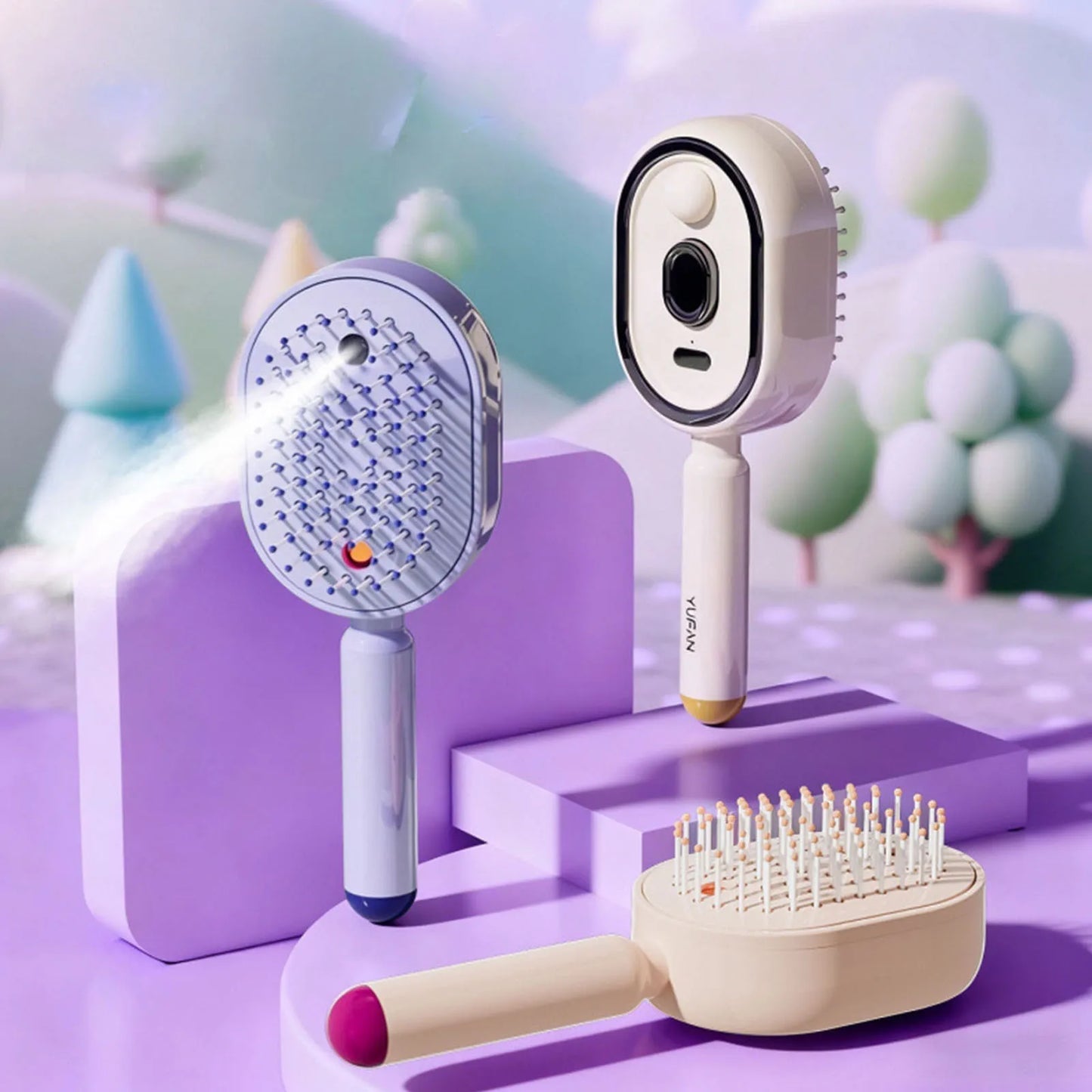 Veloura™ Cordless Steam Hair Straightener Brush with Water Spray | USB-C Rechargeable