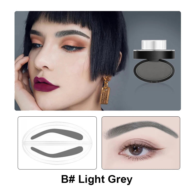 Waterproof Eyebrow Stamp Kit | Perfect Natural Brows in Seconds | Smudge-Proof Brow Powder & Stencil Set