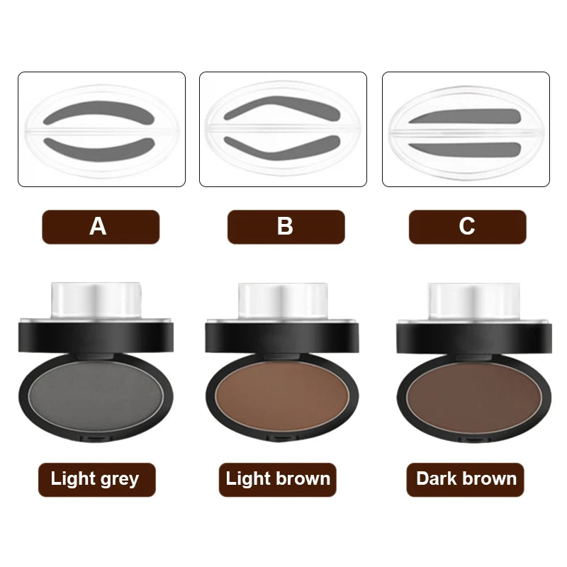 Waterproof Eyebrow Stamp Kit | Perfect Natural Brows in Seconds | Smudge-Proof Brow Powder & Stencil Set